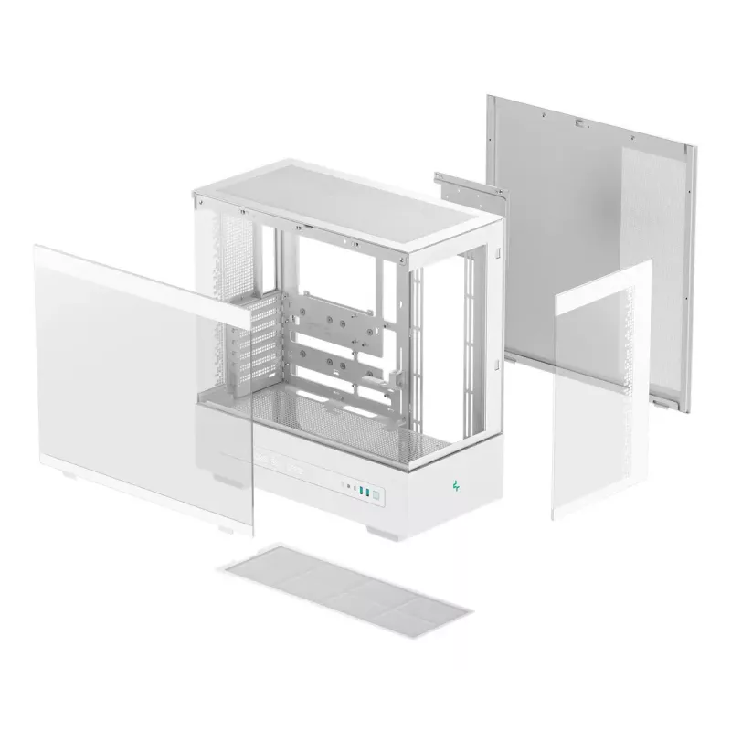 PC korpusas DeepCool CH690 Tower White — ATX/microATX palaikymas, LCD ekranas, 3x2,5 colio lizdai, 1x3,5 colio, GPU iki 450 mm, CPU aušintuvo aukštis 182 mm