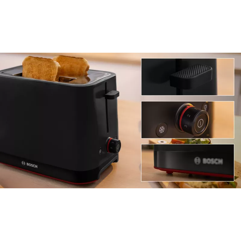 Skrudintuvas Bosch TAT3M123 2 griežinėliams, 950 W, juodas, sukamasis valdymas, atšildymas ir pakaitinimas