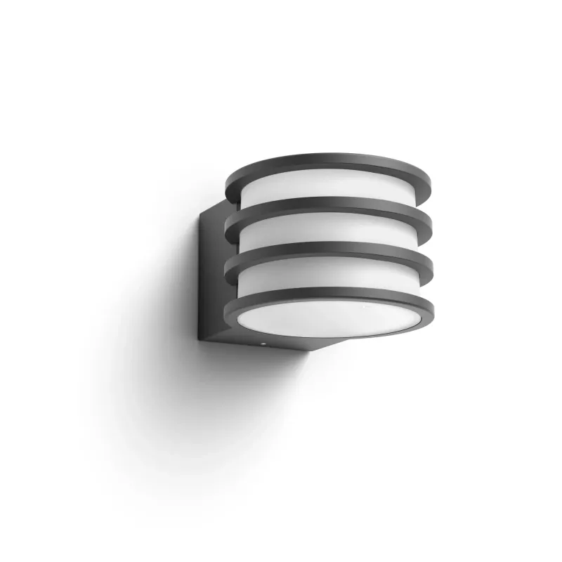 Philips Hue White Lucca lauko sieninis šviestuvas, išmanusis sieninis šviestuvas, Bluetooth/Zigbee, antracito spalvos, LED, aliuminis, E27