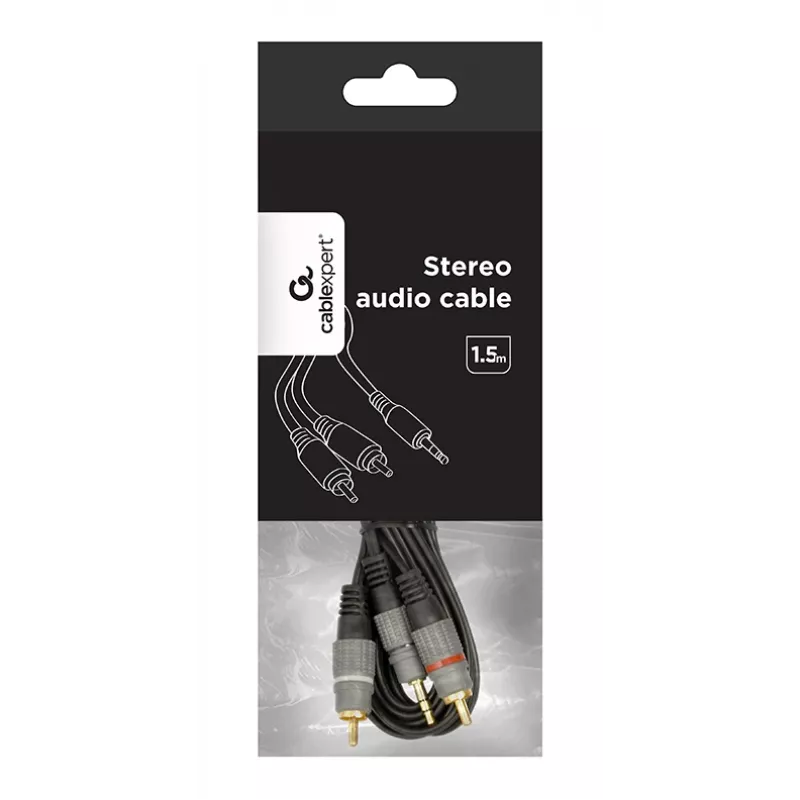 GEMBIRD 3,5 mm stereo į 2xRCA kištukus 1,5 m kabelis - paauksuotos jungtys
