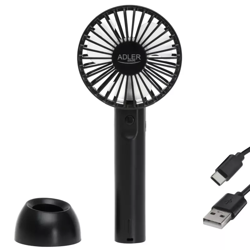 Stalinis ventiliatorius Adler AD 7338 Mini USB — 7 cm skersmuo, 3 greičiai, juodas