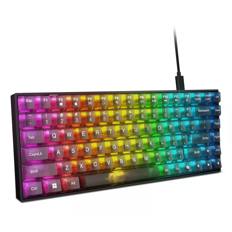 Mechaninė žaidimų klaviatūra Lenovo Legion K510 Mini Pro 75% US anglų k., 84 klavišai, RGB, USB, 1,8 m laidas, juoda/skaidri