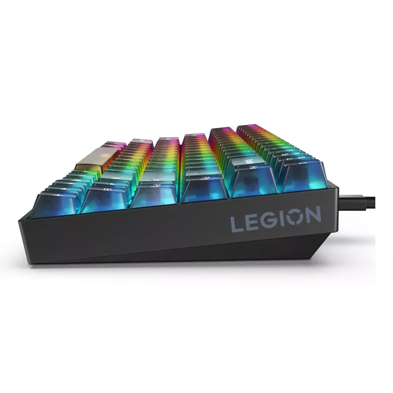 Mechaninė žaidimų klaviatūra Lenovo Legion K510 Mini Pro 75% US anglų k., 84 klavišai, RGB, USB, 1,8 m laidas, juoda/skaidri