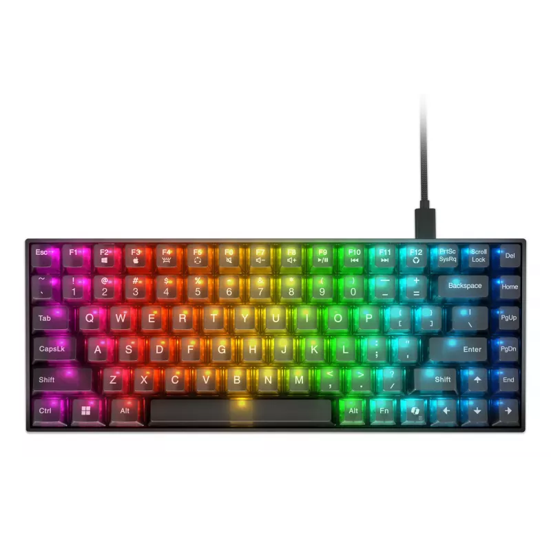 Mechaninė žaidimų klaviatūra Lenovo Legion K510 Mini Pro 75% US anglų k., 84 klavišai, RGB, USB, 1,8 m laidas, juoda/skaidri