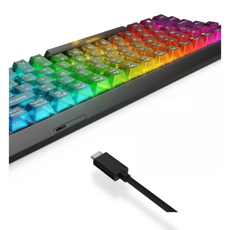 Mechaninė žaidimų klaviatūra Lenovo Legion K510 Mini Pro 75% US anglų k., 84 klavišai, RGB, USB, 1,8 m laidas, juoda/skaidri
