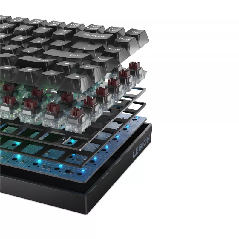 Mechaninė žaidimų klaviatūra Lenovo Legion K510 Mini Pro 75% US anglų k., 84 klavišai, RGB, USB, 1,8 m laidas, juoda/skaidri