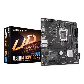 GIGABYTE H610M D3W DDR4 pagrindinė plokštė – palaiko 14-os kartos Intel Core procesorius, 5+1+1 fazių VRM, iki 3200 MHz DDR4, 1xPCIe 3.0 M.2, 1GbE LAN, USB 3.2 Gen 1