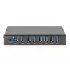 DIGITUS USB 3.0 HUB - 7 prievadai - Pramoninis metalinis maitinimo šaltinis 15-kV ESD montavimui ant sienos, stalo, DIN bėgio