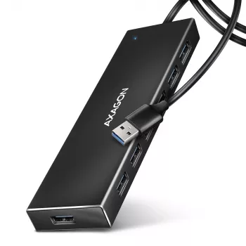 Axagon HUE-F7A 7x USB 3.2 Gen 1 ALU FLAT hub micro power IN 1m USB-A USB 3.2 Gen 1 (3.1 Gen 1) Type-A 5000 Mbit/s Juoda