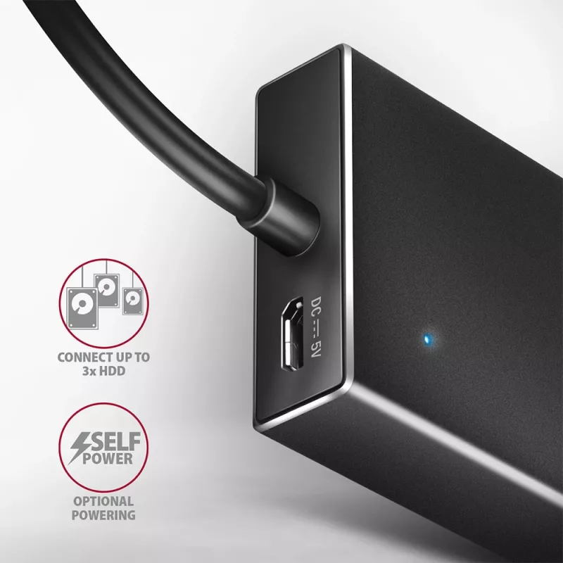 Axagon HUE-F7A 7x USB 3.2 Gen 1 ALU FLAT hub micro power IN 1m USB-A USB 3.2 Gen 1 (3.1 Gen 1) Type-A 5000 Mbit/s Juoda