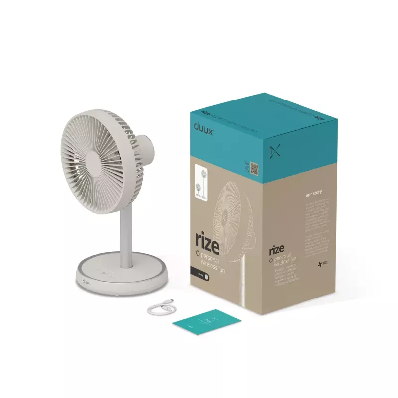 Stovimas ventiliatorius Duux Rize Flex 21 cm, 4 greičiai, osciliacija, 10 W, pilkšvai smėlio spalvos