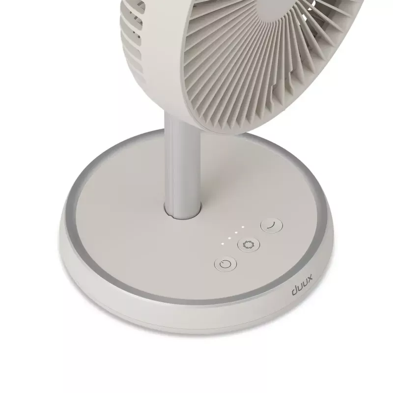 Stovimas ventiliatorius Duux Rize Flex 21 cm, 4 greičiai, osciliacija, 10 W, pilkšvai smėlio spalvos
