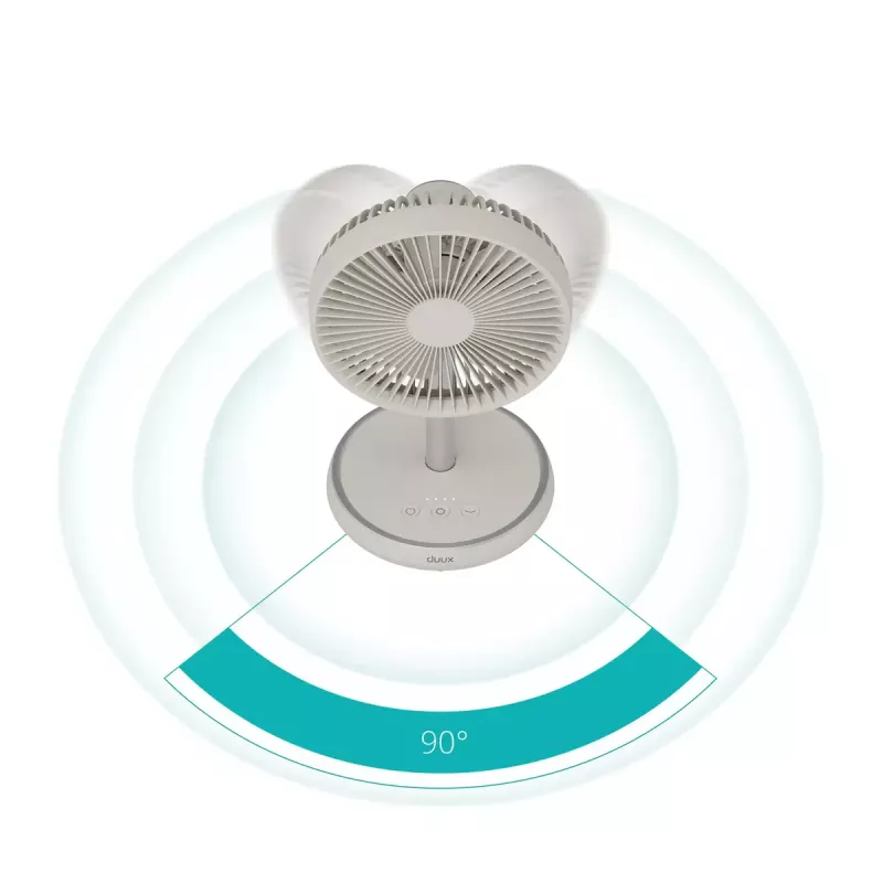 Stovimas ventiliatorius Duux Rize Flex 21 cm, 4 greičiai, osciliacija, 10 W, pilkšvai smėlio spalvos