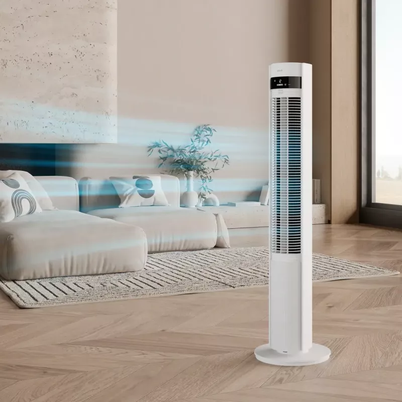 Bokštinis ventiliatorius Duux Elevate DXTF02 — 29 cm skersmuo, 12 greičių, osciliacija, 4–40 W, baltas