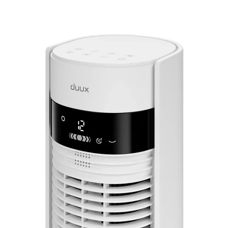 Bokštinis ventiliatorius Duux Elevate DXTF02 — 29 cm skersmuo, 12 greičių, osciliacija, 4–40 W, baltas