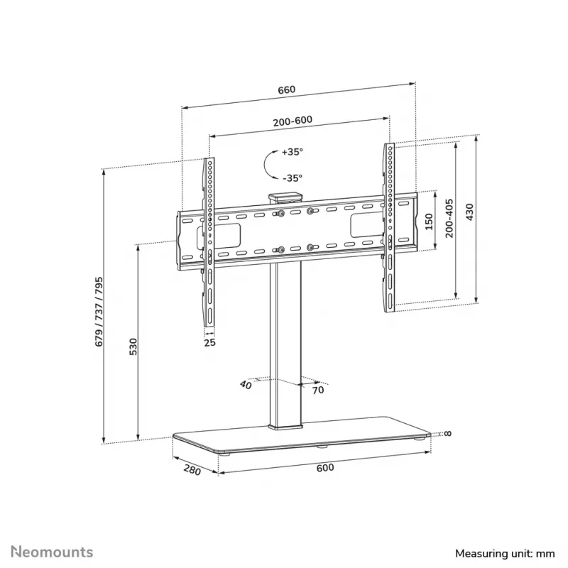 Neomounts DS45-430BL16 televizoriaus stovas 37-70 colių - pasukamas