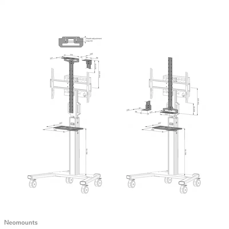 Montavimo rinkinys Neomounts AV1-825BL Juodas Plienas 3 kg