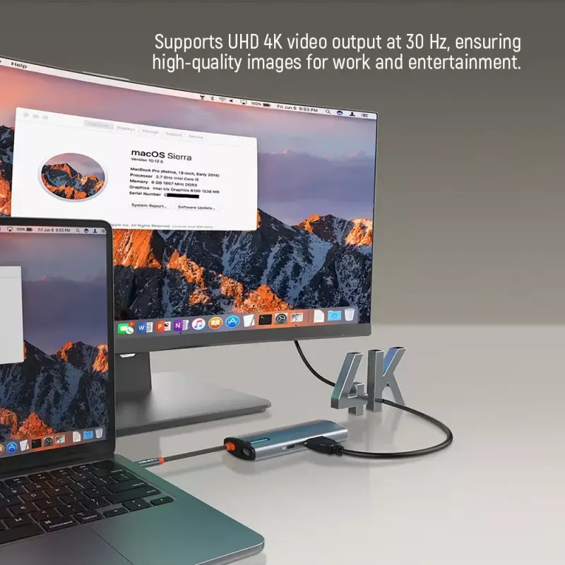 Dokų stotelė ColorWay CW-HUB01 5-in-1 USB-C su HDMI ir Ethernet