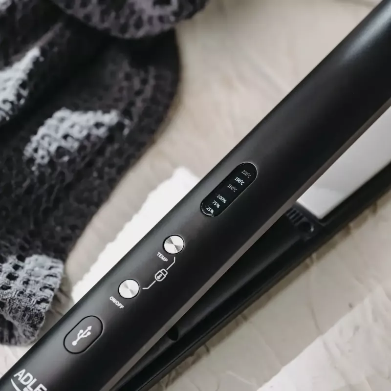 Belaidis plaukų tiesintuvas Adler AD 2327 — Keraminė šildymo sistema, 160–220 °C, USB įkrovimas