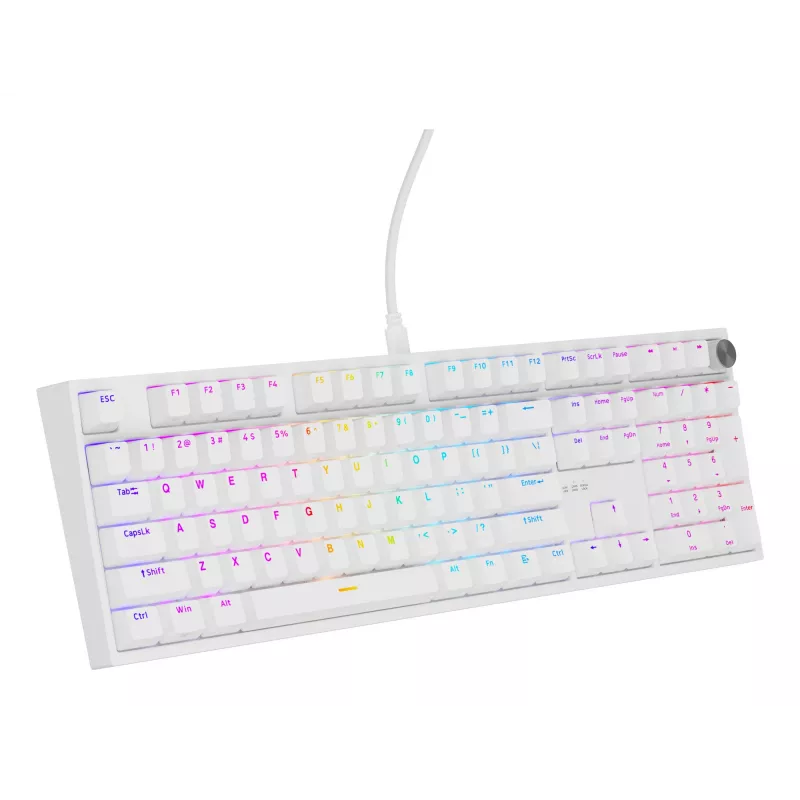 Mechaninė klaviatūra GENESIS THOR 404, pilno dydžio USB, QWERTY anglų k., RGB apšvietimas, balta
