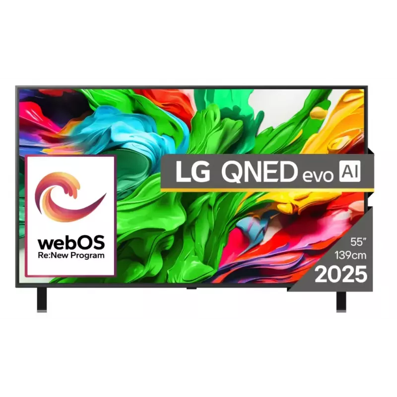 Televizorius LG 55QNED85A3C 55 colių 4K QNED evo išmanusis televizorius, WebOS, Motion Pro, Wi-Fi, Ethernet, DVB-T/T2, juodos spalvos