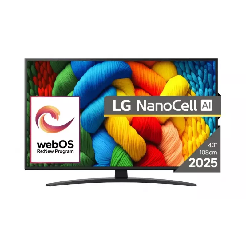 LG NanoCell AI 43NANO81A3A televizorius 109,2 cm (43 col.) 4K Ultra HD išmanusis televizorius „Wi-Fi“ juodas