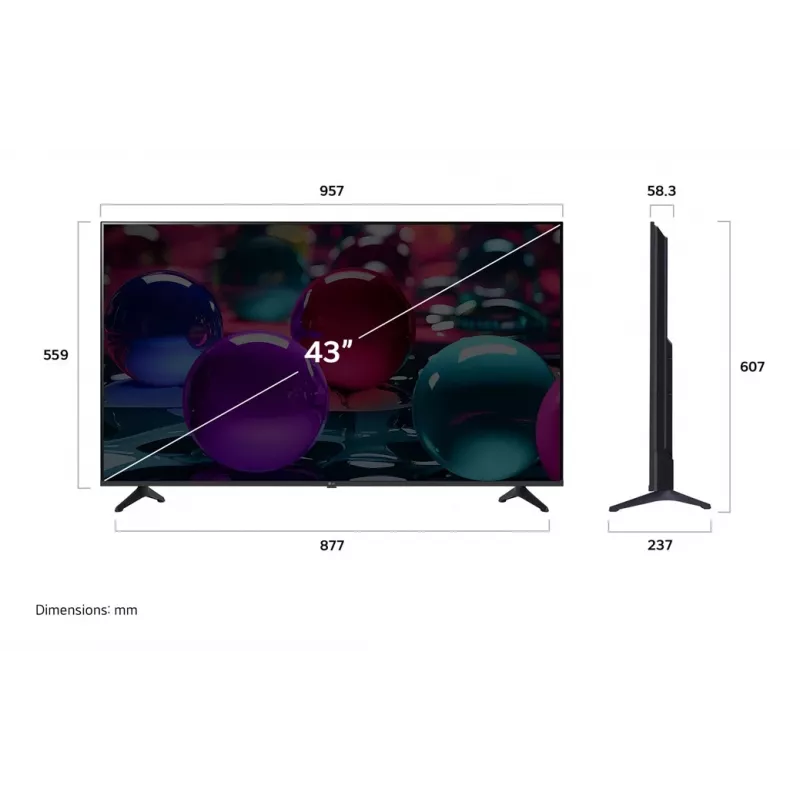 LG UHD AI 43UA73003LA TV 109,2 cm (43 colių) 4K Ultra HD išmanusis televizorius Wi-Fi juodas