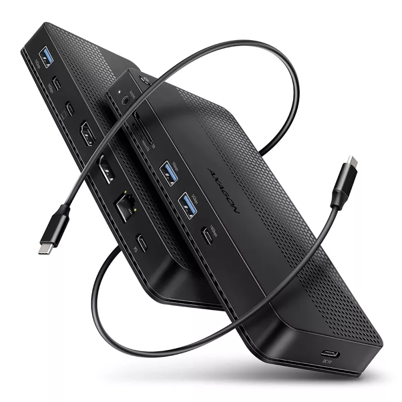 Axagon HMC-U4 USB4 dokas, 3x USB-A, 2x USB-C, HDMI ir DP 8K/30Hz, RJ-45, SD/mSD, garsas, PD 100W