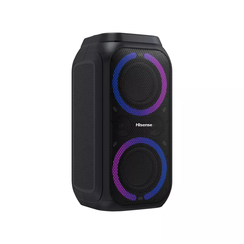 Nešiojama vakarėlių kolonėlė HISENSE Party Rocker 160 — 160 W RMS, 2.0 kanalai, IPX4, juoda, 6,3 kg
