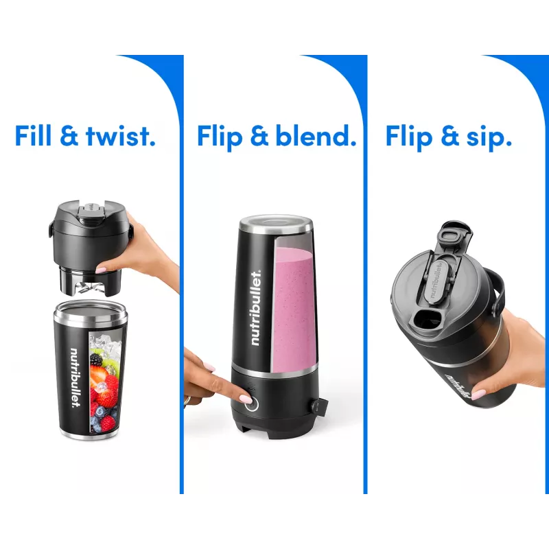 NutriBullet Flip 0,59 L nešiojamasis plaktuvas 11 W juoda