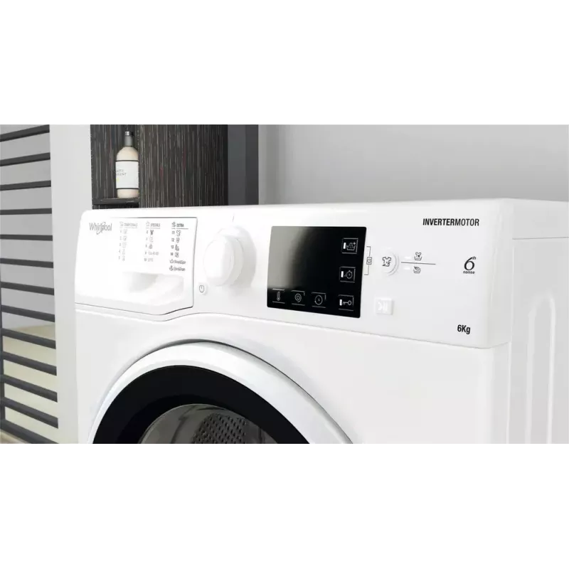 Skalbimo mašina Whirlpool WRBSB 6249 W EU — priekinio pakrovimo, 6 kg, 1151 aps./min., C energijos klasė, balta