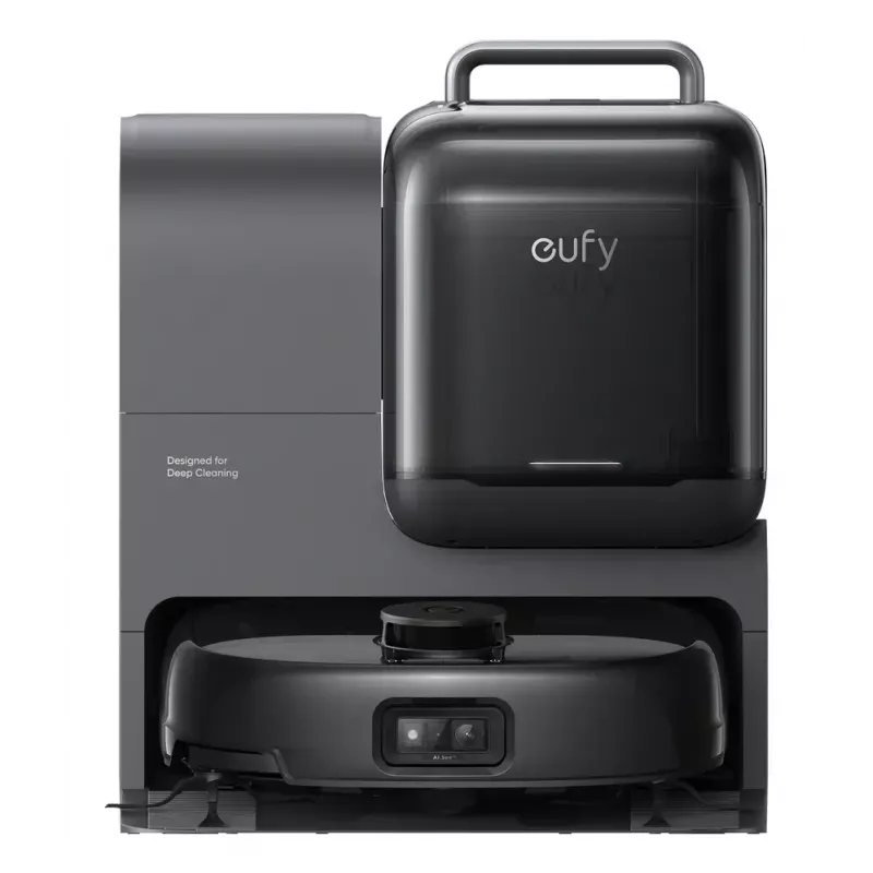 Robotinis dulkių siurblys ir šluota Eufy Omni E28 — 3 L dulkių, 2,5 L vandens, 5200 mAh baterija, juoda
