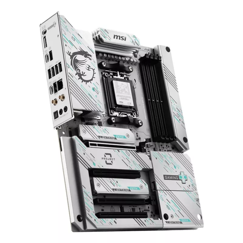 Motininė plokštė MSI B850 GAMING PLUS WIFI PZ — AMD B850, Socket AM5, ATX, DDR5, 4x DIMM, 3x M.2, Wi‑Fi, Bluetooth