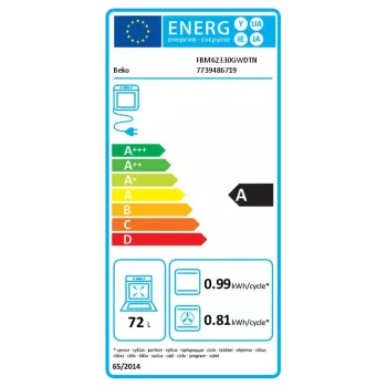 Laisvai pastatoma viryklė Beko FBM62330GWDTN Elektrinė Dujinė Juoda Balta 72L A