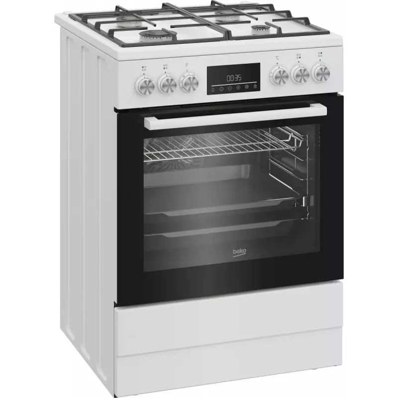 Laisvai pastatoma viryklė Beko FBM62330GWDTN Elektrinė Dujinė Juoda Balta 72L A