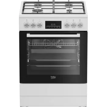 Laisvai pastatoma viryklė Beko FBM62330GWDTN Elektrinė Dujinė Juoda Balta 72L A