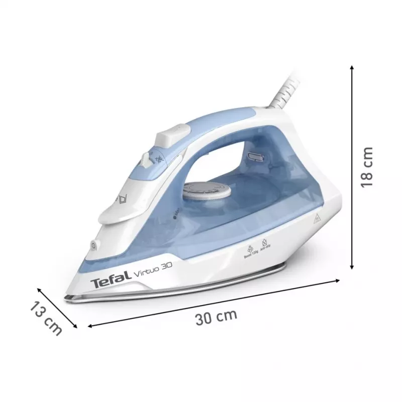 Tefal Virtuo 30 FV2C41E0 lygintuvas „Dry & Steam“ keraminis padas 2000 W mėlynas, baltas