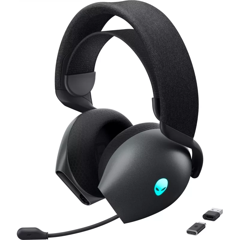 Ausinės Alienware AW725H, laidinės ir belaidės, ant galvos, žaidimams, USB Type-C, Bluetooth, juodos