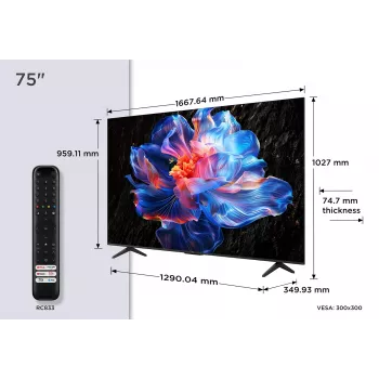 TCL V6C 75V6C televizorius 190,5 cm (75 col.) 4K Ultra HD išmanusis televizorius Wi-Fi Metallic 330 cd/m²