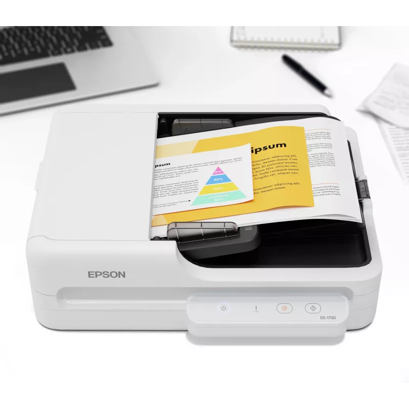Epson WorkForce DS-1730 Plokščiasis ir ADF skaitytuvas 1200 x 1200 DPI A4 Juoda, Balta