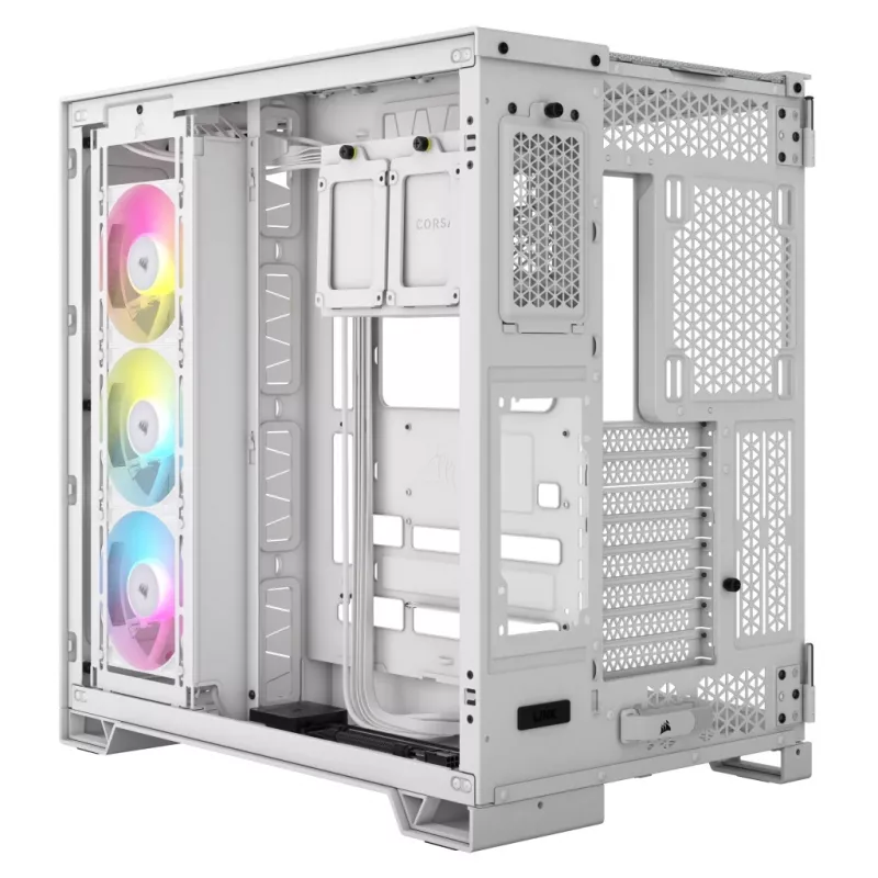 CORSAIR PC korpusas - Icue Link 6500x RGB vidutinio bokšto dviejų kamerų baltas