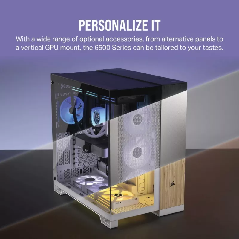 CORSAIR PC korpusas - Icue Link 6500x RGB vidutinio bokšto dviejų kamerų baltas