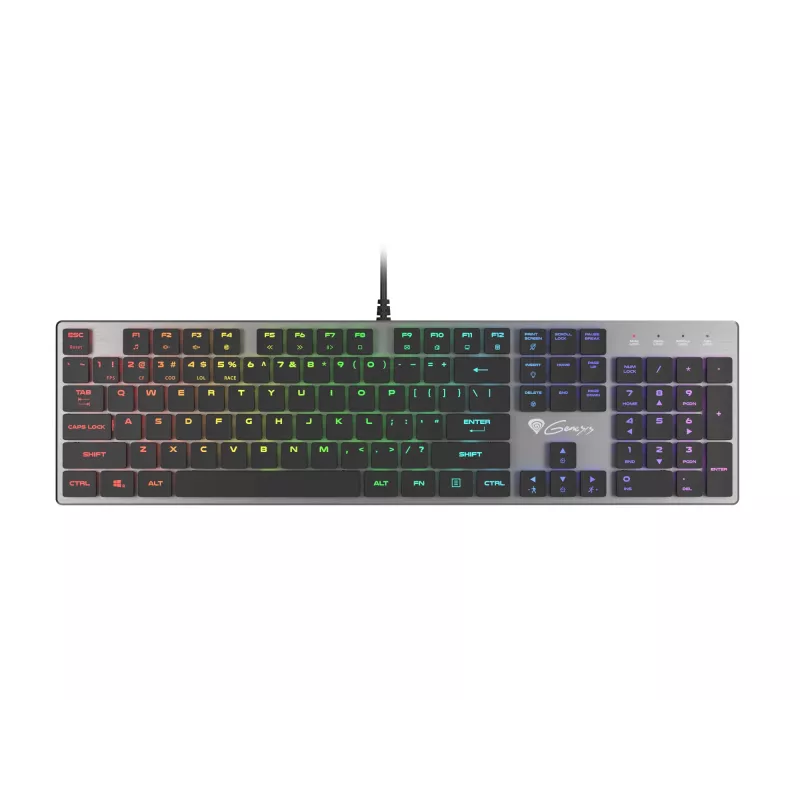 GENESIS Thor 420 RGB klaviatūra žaidimams USB QWERTY US International sidabrinė