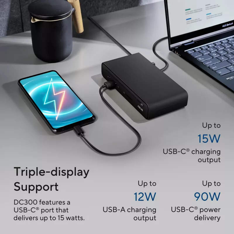 ASUS Triple Display USB-C Dock DC300 Docking USB 3.2 Gen 2 (3.1 Gen 2) Type-C Juoda