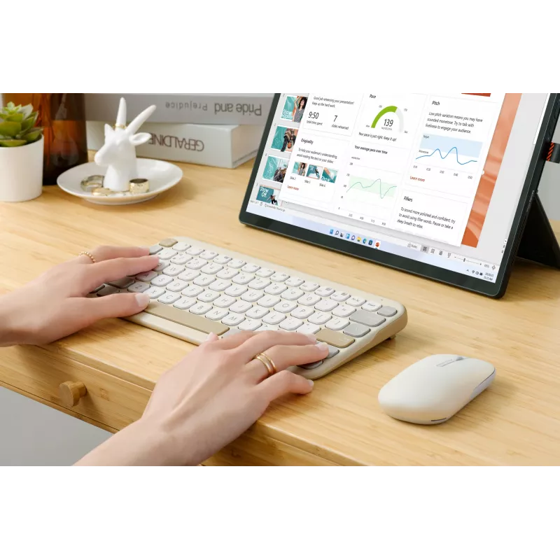 Belaidė Bluetooth klaviatūra ASUS Marshmallow KW100 — US International išdėstymas, Oat Milk