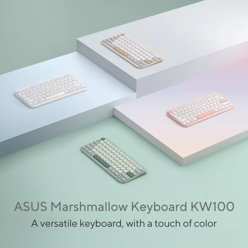 Belaidė Bluetooth klaviatūra ASUS Marshmallow KW100 — US International išdėstymas, Oat Milk
