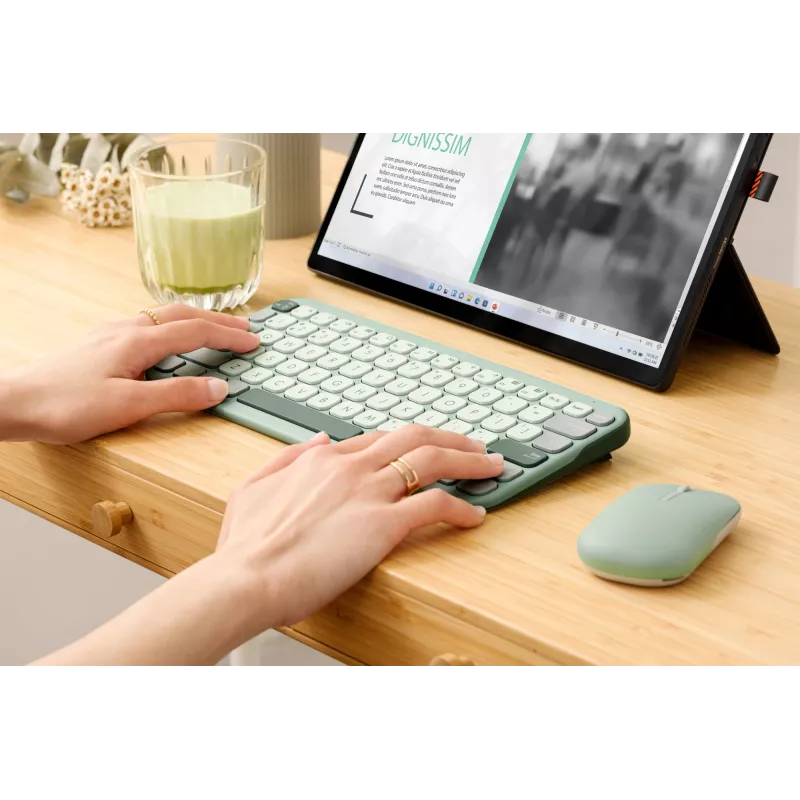 Belaidis Bluetooth klaviatūra ASUS Marshmallow KW100 — US International išdėstymas, kompaktiškas dizainas