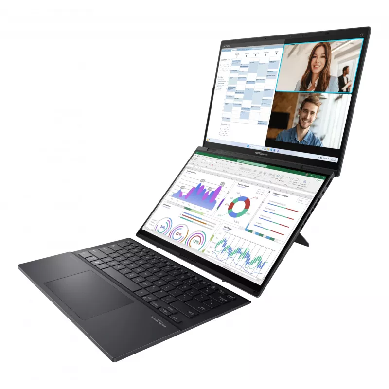 ASUS Zenbook Duo UX8406CA-PZ009W Intel Core Ultra 9 285H Hybrid (2-in-1) 35,6 cm (14 colių) liečiamas 3K 32 GB LPDDR5x-SDRAM 2 TB SSD Wi-Fi 7 (802.11be) Windows 11 Home Pilka