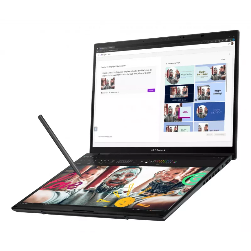 ASUS Zenbook Duo UX8406CA-PZ009W Intel Core Ultra 9 285H Hybrid (2-in-1) 35,6 cm (14 colių) liečiamas 3K 32 GB LPDDR5x-SDRAM 2 TB SSD Wi-Fi 7 (802.11be) Windows 11 Home Pilka