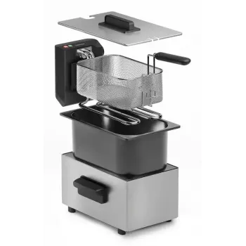 Grupinė keptuvė Tristar FR-9334 — viena 3 l talpa, 2000 W, sukamoji valdymo rankenėlė, sidabrinė